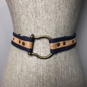 DVF Navy Tan Suede Belt 0 XS